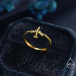 Sterling Silver Tiny Plane Ring, Silver or Gold Finish, Adjustable Size, Miniature Plane Jewellery, Aeroplane Ring, Airplane Jewellery