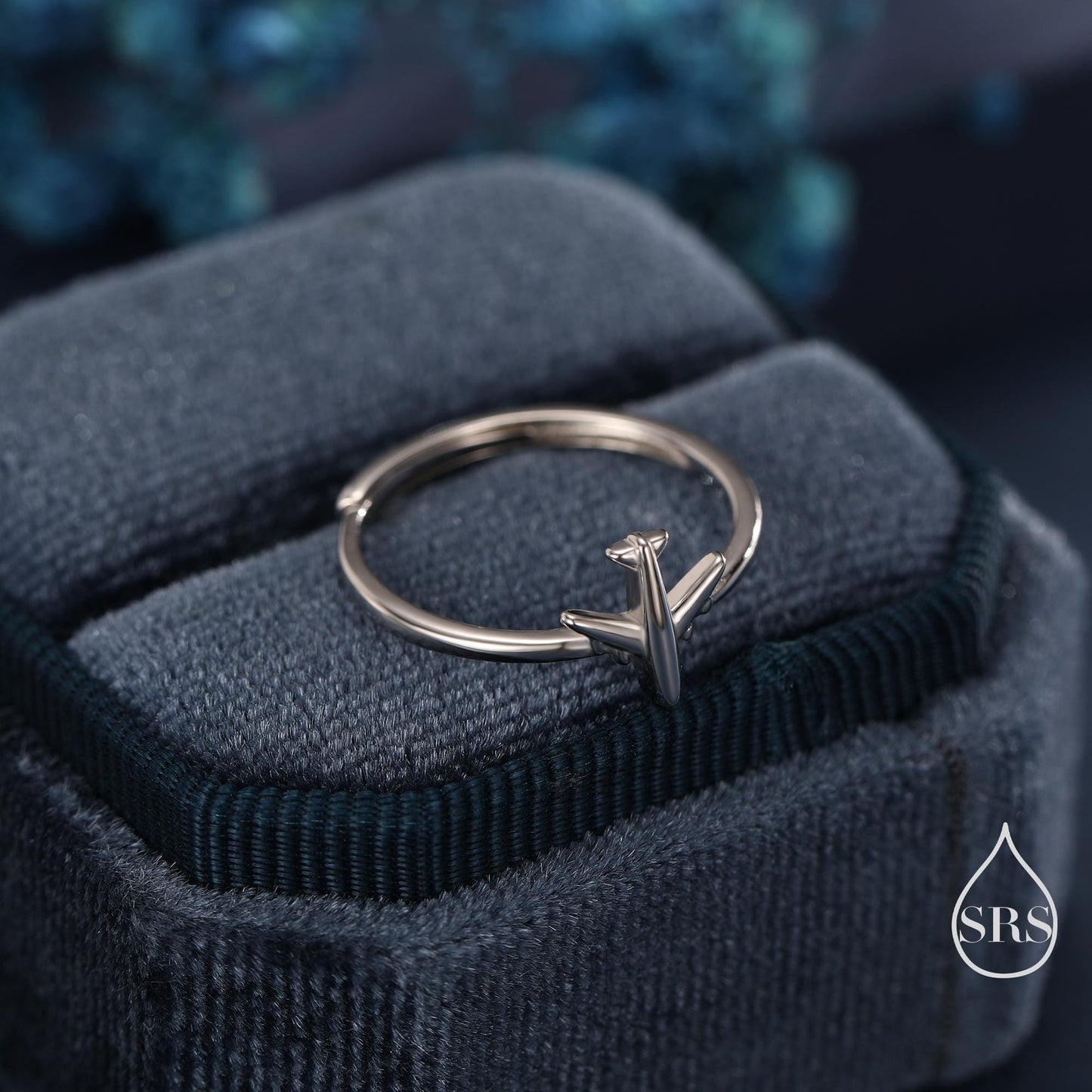 Sterling Silver Tiny Plane Ring, Silver or Gold Finish, Adjustable Size, Miniature Plane Jewellery, Aeroplane Ring, Airplane Jewellery