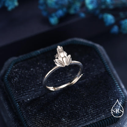 Sterling Silver Tiny Frog Ring, Silver or Gold Finish, Adjustable Size, Miniature Frog Jewellery, Frog Ring