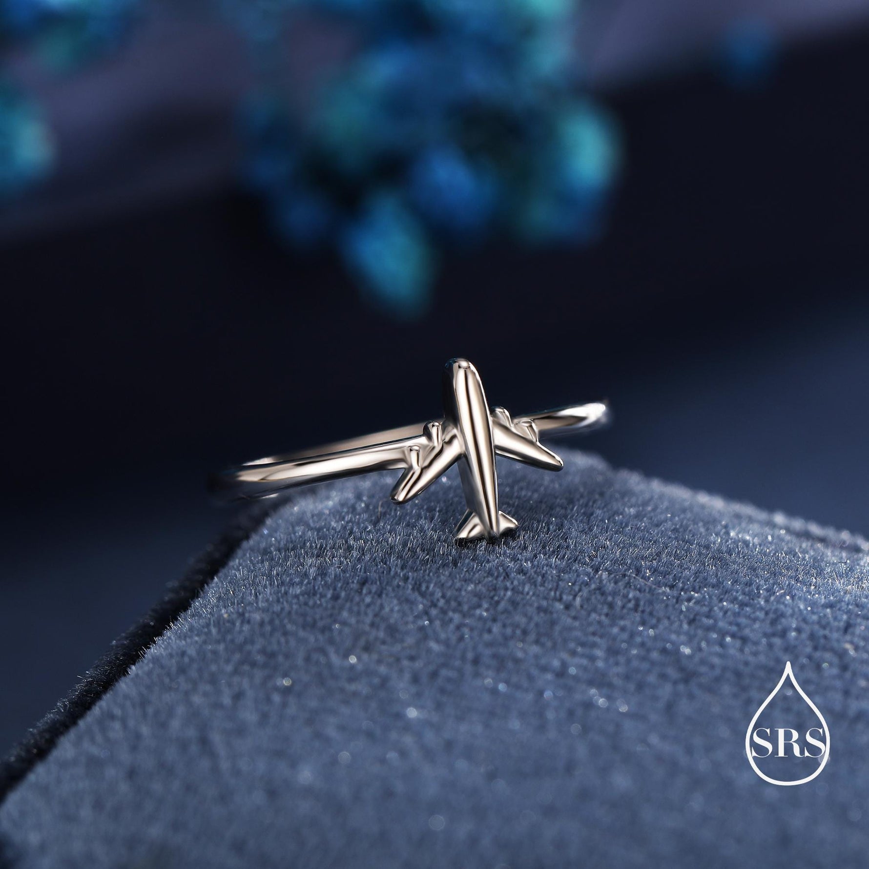 Sterling Silver Tiny Plane Ring, Silver or Gold Finish, Adjustable Size, Miniature Plane Jewellery, Aeroplane Ring, Airplane Jewellery
