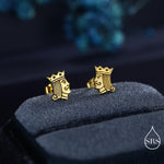 King of Hearts Sterling Silver Stud Earrings – Tiny Playing Card Design Earrings - Silver or Gold or Rose Gold Finish