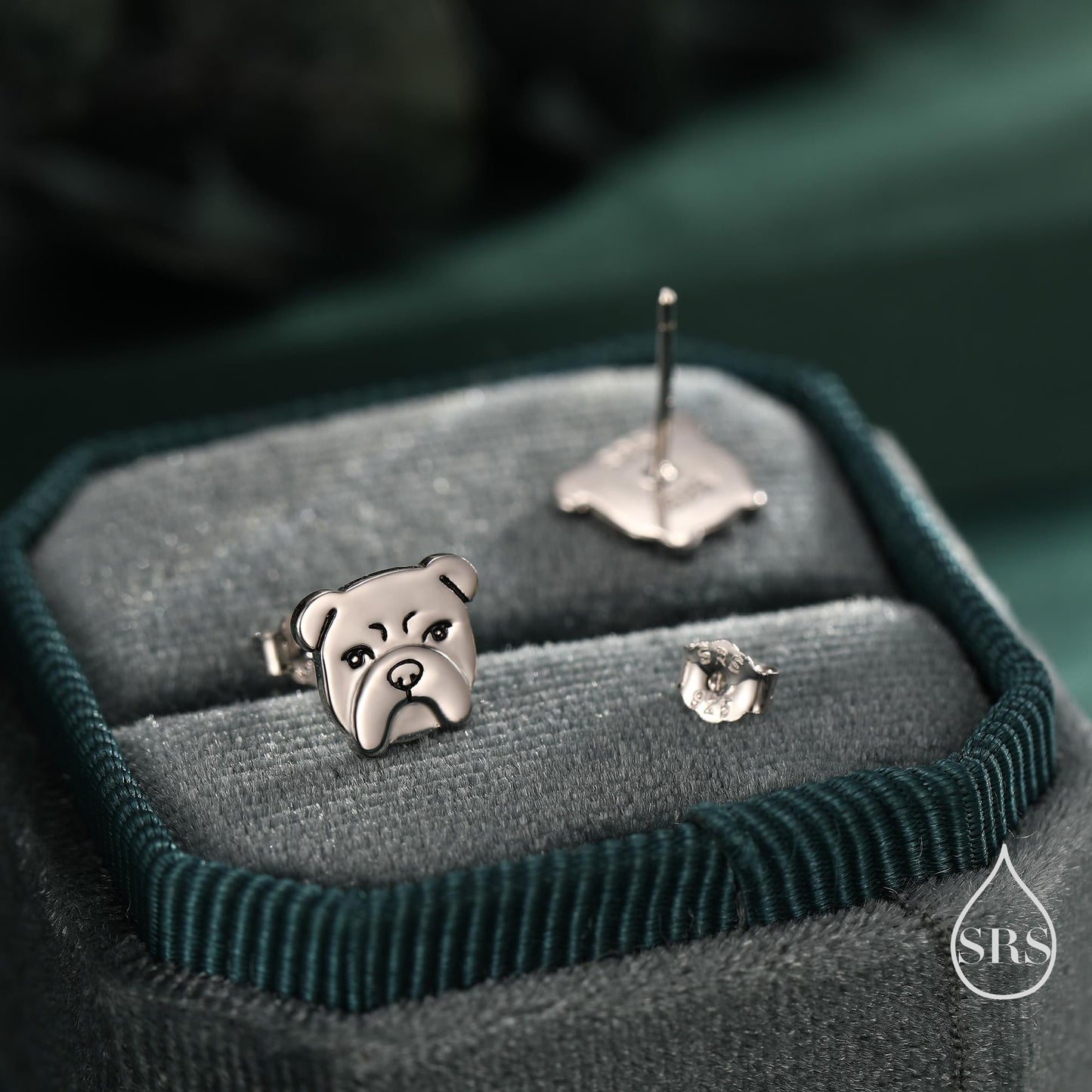 Cute Bulldog Stud Earrings in Sterling Silver, Silver, Gold or Rose Gold, Small Bulldog Earrings, Silver Dog Earrings