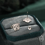 Cute Bulldog Stud Earrings in Sterling Silver, Silver, Gold or Rose Gold, Small Bulldog Earrings, Silver Dog Earrings