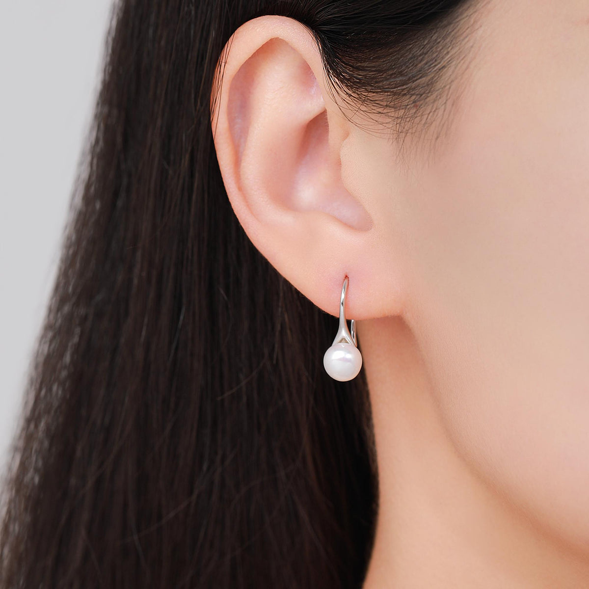 Genuine Freshwater Pearl Hook Earrings in Sterling Silver, Natural Freshwater Pearls, Silver or Gold, Ivory Pearl