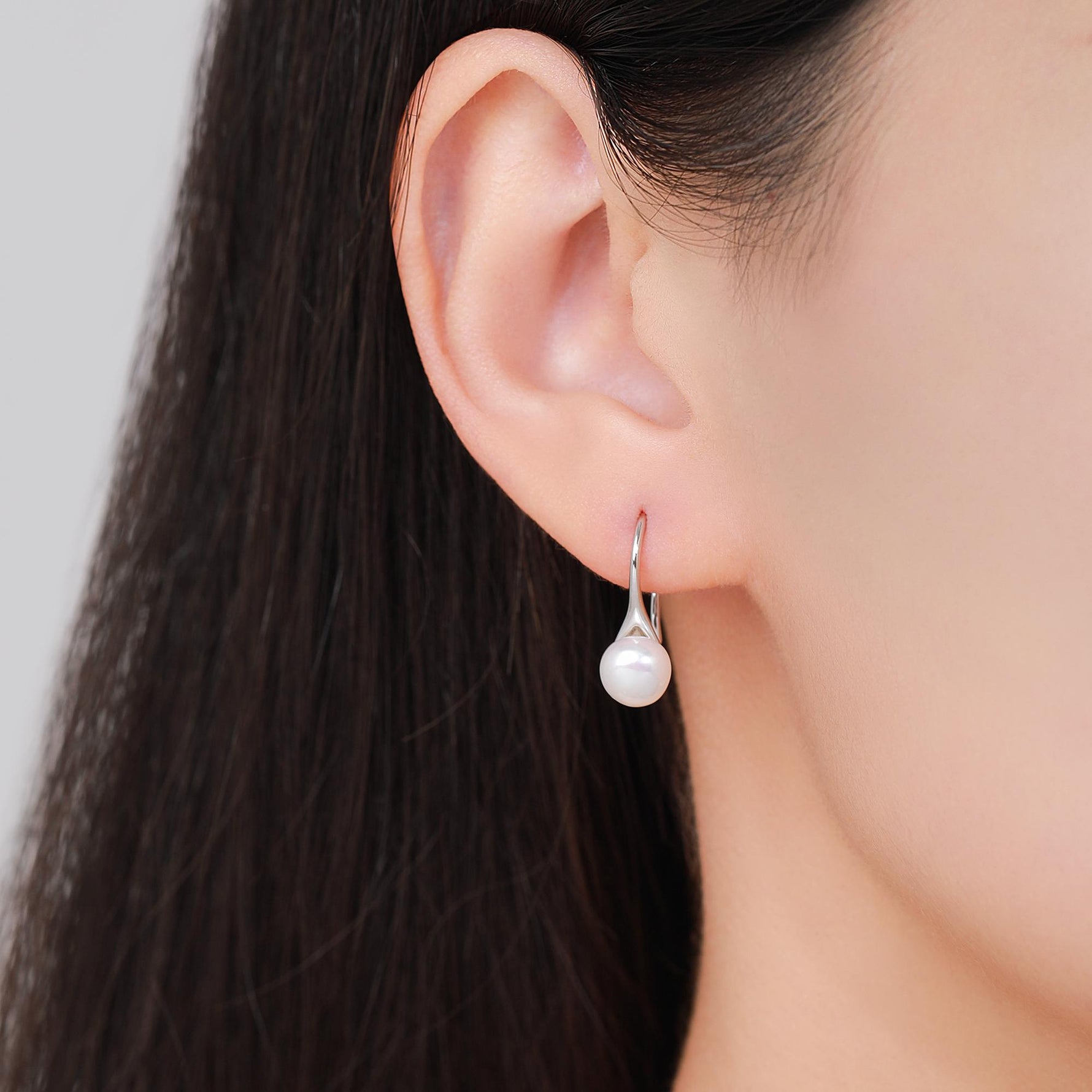 Genuine Freshwater Pearl Hook Earrings in Sterling Silver, Natural Freshwater Pearls, Silver or Gold, Ivory Pearl