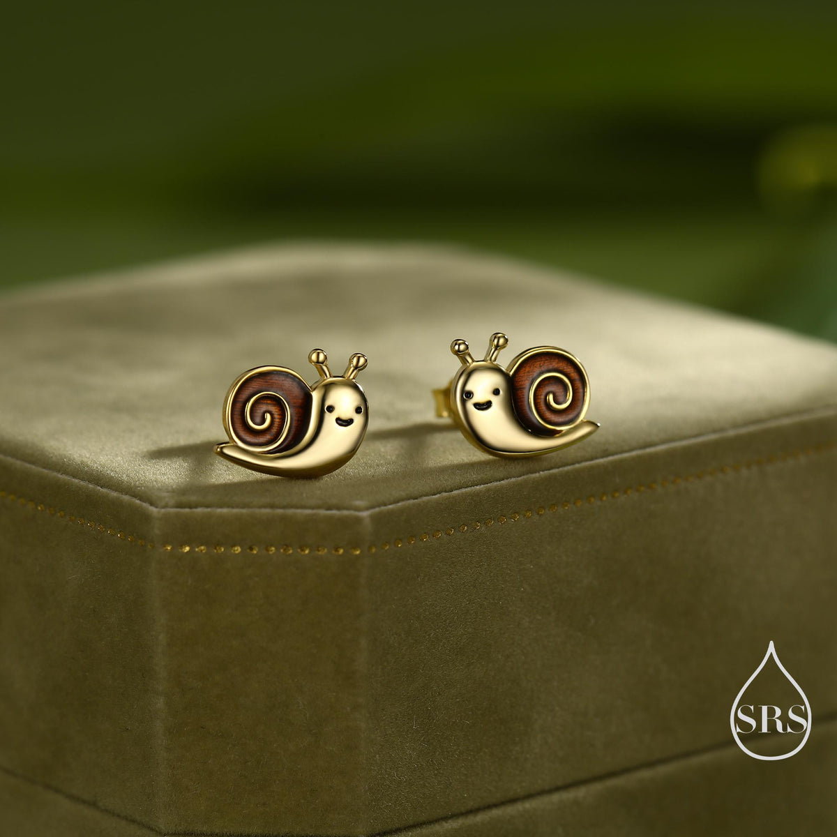 Enamel Snail Stud Earrings in Sterling Silver, Cute Snail Stud, Nature Inspired Design
