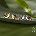 Enamel Snail Stud Earrings in Sterling Silver, Cute Snail Stud, Nature Inspired Design