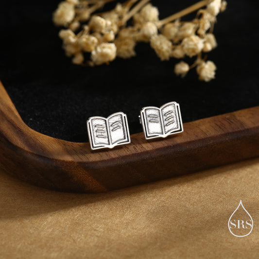 Book Earrings in Sterling Silver, Silver or Gold or Rose Gold, Fun and Quirky Gift for a Book Lover