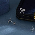 Braided Ribbon Bow Stud Earrings in Sterling Silver, Available in Silver, Gold or Rose Gold, Ribbon Earrings, Ribbon Bow Earrings