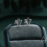 Sterling Silver Triangle and Sapphire Blue Marquise CZ Arrow Arrowhead Stud Earrings, Silver, Gold, Open Triangle Earrings