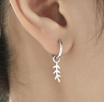 Leaf and Tree Charms for Huggie Hoops in Sterling Silver, Nature-Inspired Botanical Charms for Hoop Earrings, Leaf Hoop Charms
