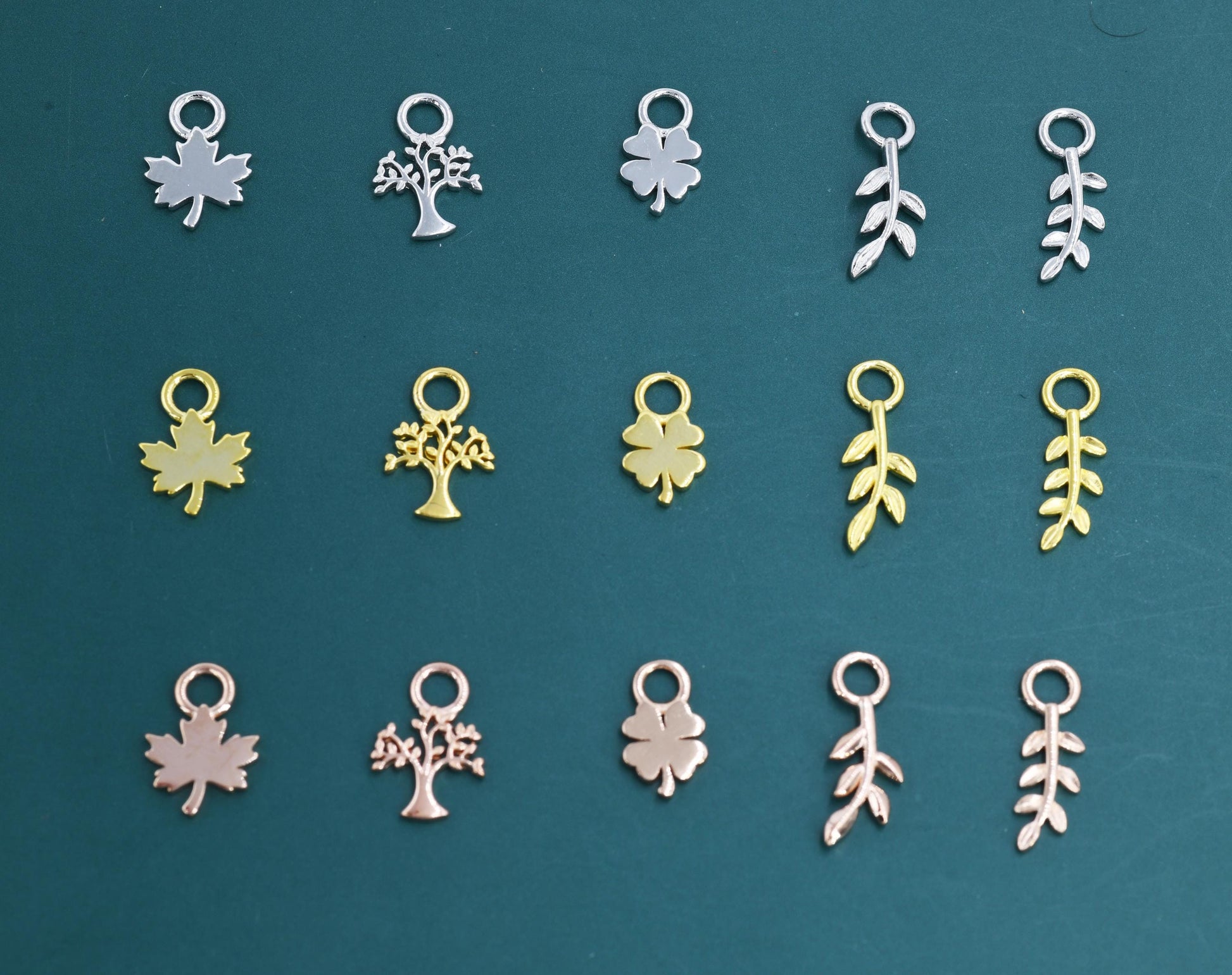 Leaf and Tree Charms for Huggie Hoops in Sterling Silver, Nature-Inspired Botanical Charms for Hoop Earrings, Leaf Hoop Charms