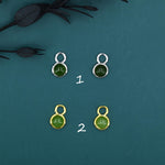 Natural Jasper Jade Charms for Huggie Hoops, Sterling Silver Round Circle Jade Charms for Earrings, Detachable, Silver or Gold