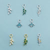 CZ and Enamel Leaf Charms for Huggie Hoops in Sterling Silver, Nature-Inspired Botanical Charms for Hoops Earrings, Leaf Hoop Charms