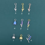 Sterling Silver Enamel Flower Charms for Hoop Earrings, Lavender, Bluebell and Lily of the Valley Charms for Huggie Hoops