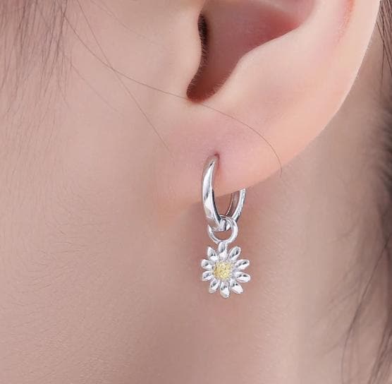 Sterling Silver Variety Flower Charms for Hoop Earrings, Daffodil Charms, Aster Charms, Daisy Charms, Sunflower Charms for Huggie Hoops