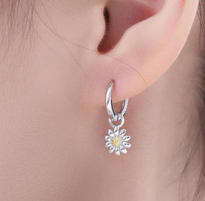 Sterling Silver Variety Flower Charms for Hoop Earrings, Daffodil Charms, Aster Charms, Daisy Charms, Sunflower Charms for Huggie Hoops