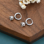 Lily of the Valley Flower Charm Huggie Hoop Earrings in Sterling Silver, Lily of the Valley Flower Dangle Earrings, Detachable Charms
