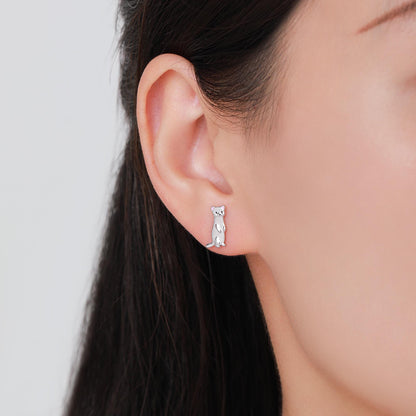 Mismatched Sterling Silver Cute Weasel Stud Earrings, Asymmetric Ferret Earrings, Cute Fun Quirky, Gift for Her, Nature Inspired
