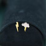 Mismatched Lightning Bolt and Cloud Stud Earrings in Sterling Silver, Asymmetric Cloud and Lightning Bolt Earrings