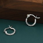 Sterling Silver Diamond Cut Huggie Hoops, Textured Faceted Hoops, Silver or Gold, 8mm or 10mm, Dainty Huggie Hoops Earrings