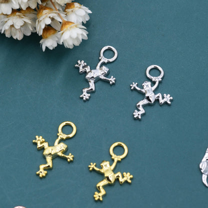 Frog and Otter Charms for Huggie Hoops in Sterling Silver, Sold as a Pair, Animal Charms for Hoops, Silver, Gold or Rose Gold
