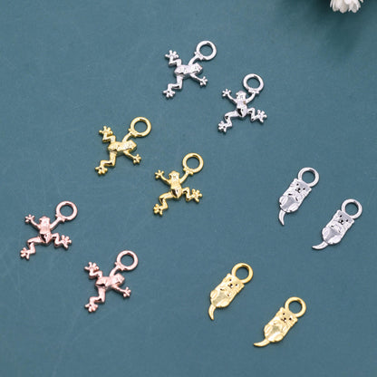 Frog and Otter Charms for Huggie Hoops in Sterling Silver, Sold as a Pair, Animal Charms for Hoops, Silver, Gold or Rose Gold