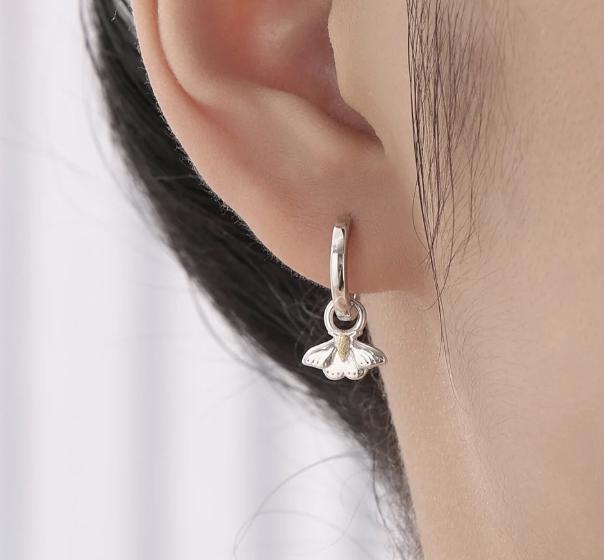 Butterfly and Moth Charms for Huggie Hoops in Sterling Silver, Sold as a Pair, Insect Charms for Hoops