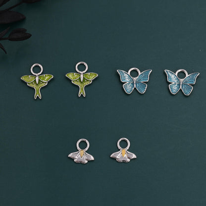 Butterfly and Moth Charms for Huggie Hoops in Sterling Silver, Sold as a Pair, Insect Charms for Hoops