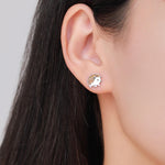 Enamel Hedgehog Stud Earrings in Sterling Silver, Hedgehog Earrings, Nature Inspired Animal Earrings