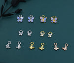 Butterfly Charms for Huggie Hoops in Sterling Silver, Sold as a Pair, Insect Charms for Hoops