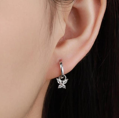 Butterfly Charms for Huggie Hoops in Sterling Silver, Sold as a Pair, Insect Charms for Hoops