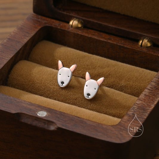 Bull Terrier Dog Stud Earrings in Sterling Silver, Sterling Silver Bull Terrier Dog Earrings, Pet Earrings