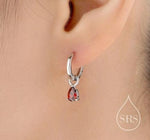 CZ Droplet Charms for Huggie Hoops, Sterling Silver, Gold, or Rose Gold, Pear Shaped, Detachable Earrings Charms