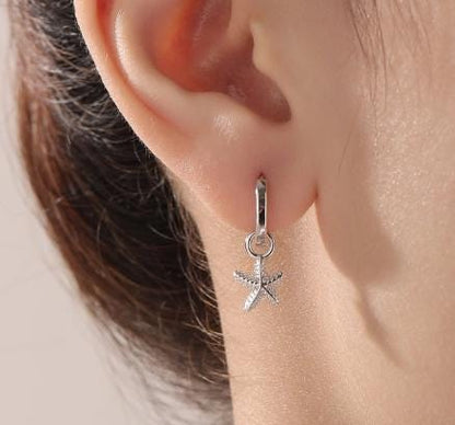 Ocean Theme Charms for Huggie Hoops, Sold as a pair, Sterling Silver Charms for Earrings, Detachable, Silver or Gold or Rose Gold