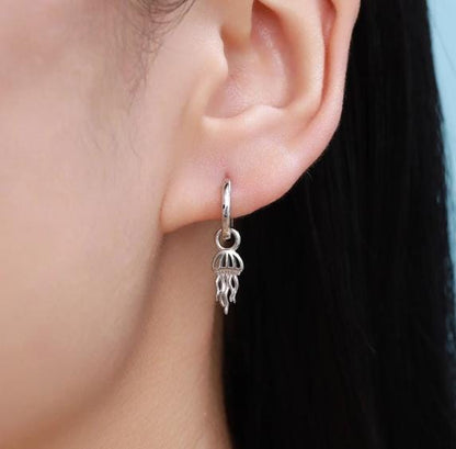 Ocean Theme Charms for Huggie Hoops in Sterling Silver, Sold as a pair, Charms for Earrings, Detachable, Silver or Gold or Rose Gold