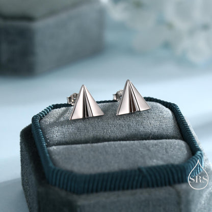 Paper Plane Stud Earrings in Sterling Silver, Silver or Gold or Rose Gold, Origami Airplane Earrings, Paper Airplane Stud
