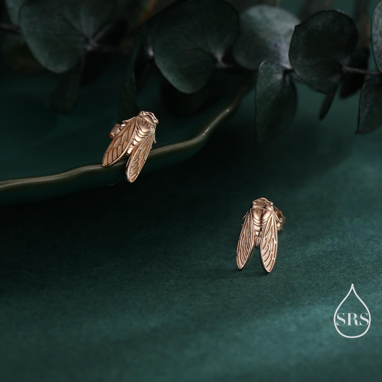 Sterling Silver Cicada Stud Earrings, Silver or Gold or Rose Gold, Cicada Insect Earrings in Sterling Silver, Animal Earrings, Fly Earrings