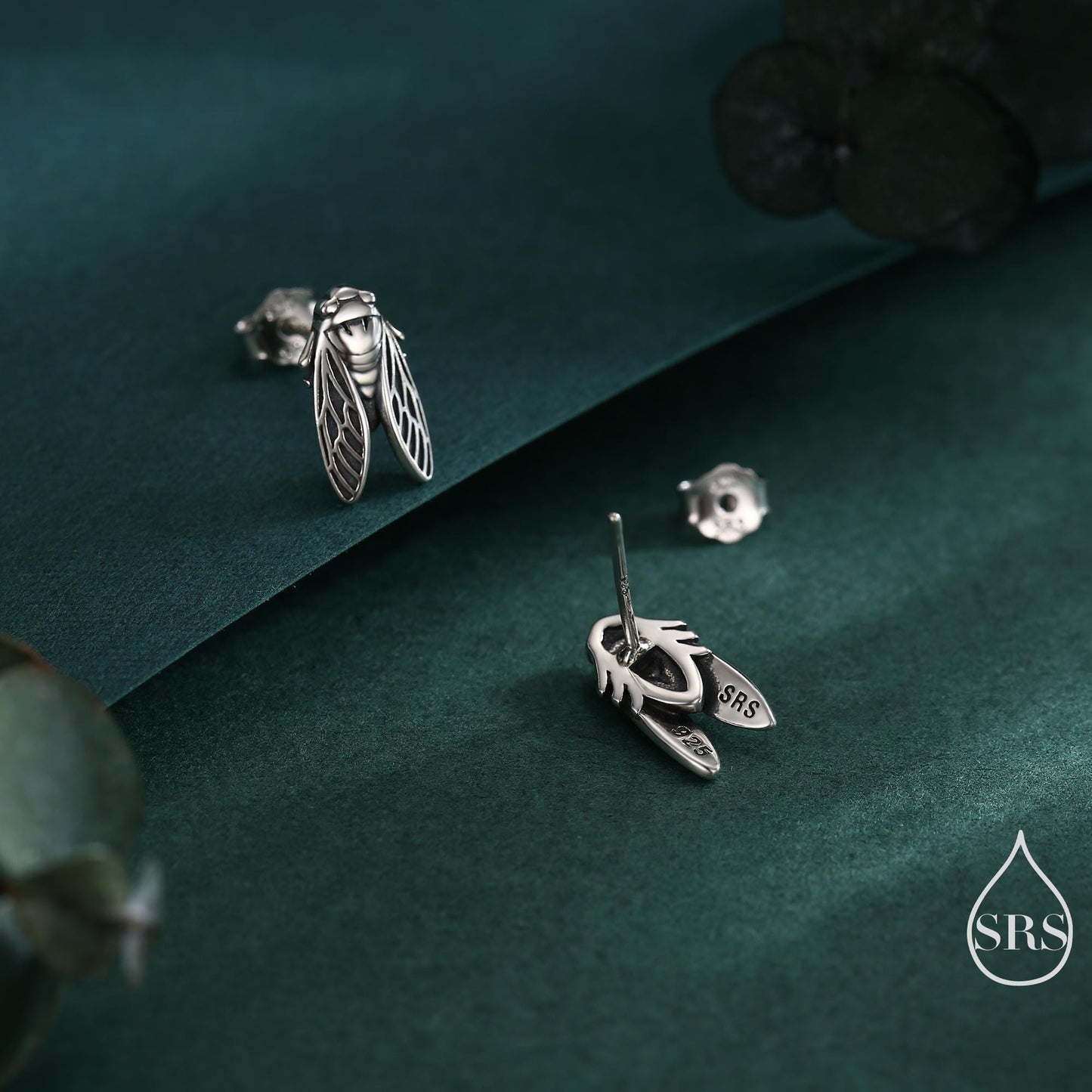 Sterling Silver Cicada Stud Earrings, Silver or Gold or Rose Gold, Cicada Insect Earrings in Sterling Silver, Animal Earrings, Fly Earrings