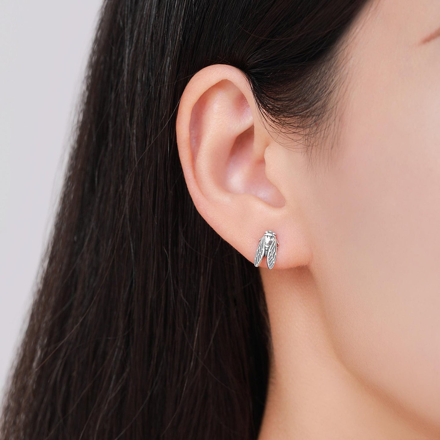 Sterling Silver Cicada Stud Earrings, Silver or Gold or Rose Gold, Cicada Insect Earrings in Sterling Silver, Animal Earrings, Fly Earrings