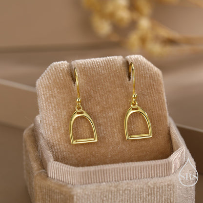 Equestrian Stirrup Sterling Silver Drop Earrings, Silver, Gold or Rose Gold Finish, Horse Earrings, Equestrian Jewellery, Animal Earrings