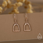 Equestrian Stirrup Sterling Silver Drop Earrings, Silver, Gold or Rose Gold Finish, Horse Earrings, Equestrian Jewellery, Animal Earrings