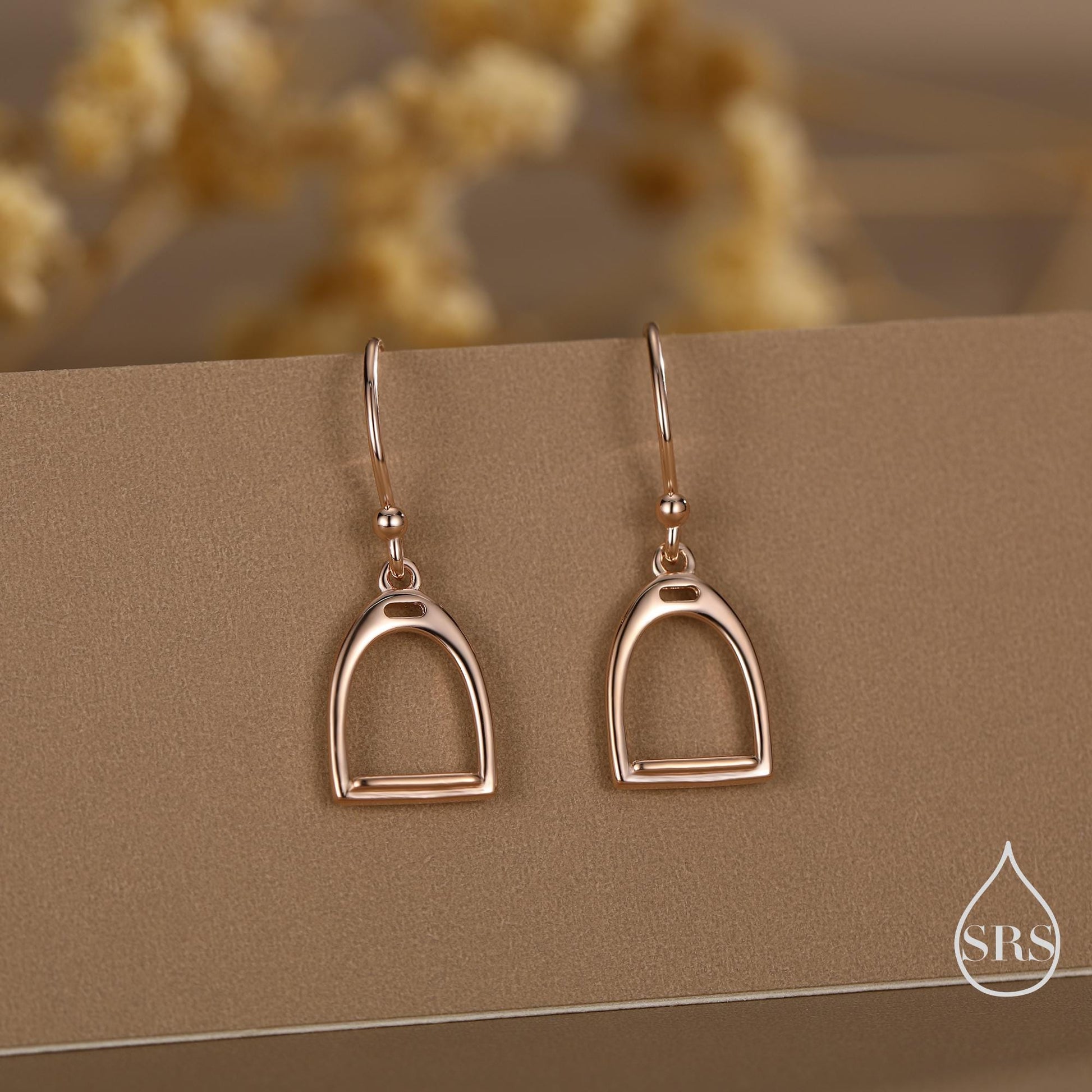 Equestrian Stirrup Sterling Silver Drop Earrings, Silver, Gold or Rose Gold Finish, Horse Earrings, Equestrian Jewellery, Animal Earrings
