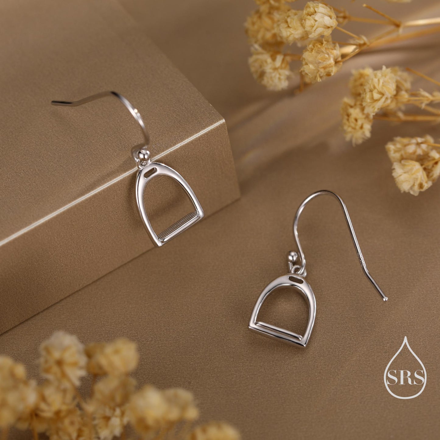 Equestrian Stirrup Sterling Silver Drop Earrings, Silver, Gold or Rose Gold Finish, Horse Earrings, Equestrian Jewellery, Animal Earrings