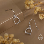 Equestrian Stirrup Sterling Silver Drop Earrings, Silver, Gold or Rose Gold Finish, Horse Earrings, Equestrian Jewellery, Animal Earrings