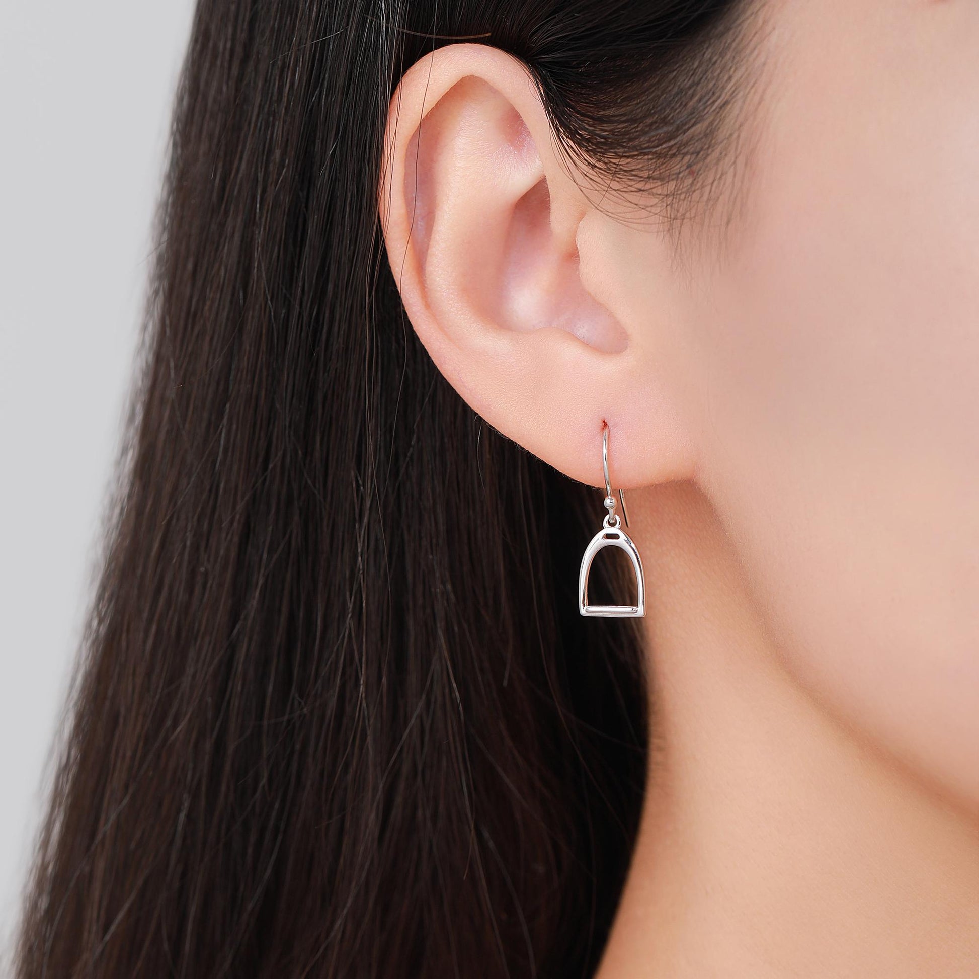 Equestrian Stirrup Sterling Silver Drop Earrings, Silver, Gold or Rose Gold Finish, Horse Earrings, Equestrian Jewellery, Animal Earrings