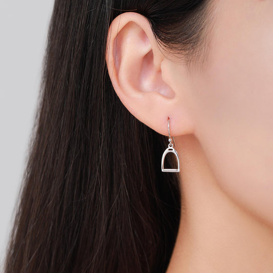 Equestrian Stirrup Sterling Silver Drop Earrings, Silver, Gold or Rose Gold Finish, Horse Earrings, Equestrian Jewellery, Animal Earrings