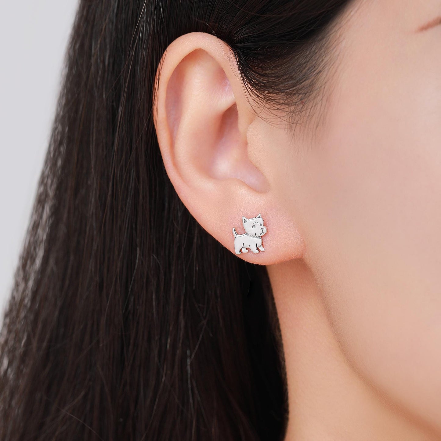 West Highland Terrier (Westie) Sterling Silver Stud Earrings, Silver, Gold or Rose Gold, Nature Inspired Pet Animal Earrings