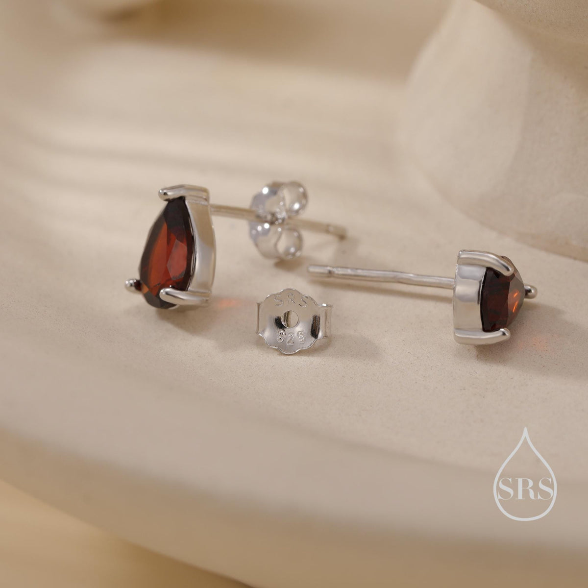 Extra Tiny Genuine Gemstone Droplet Stud Earrings in Sterling Silver, 4x6mm Amethyst Crystal Earrings, Natural Crystal Pear Earrings