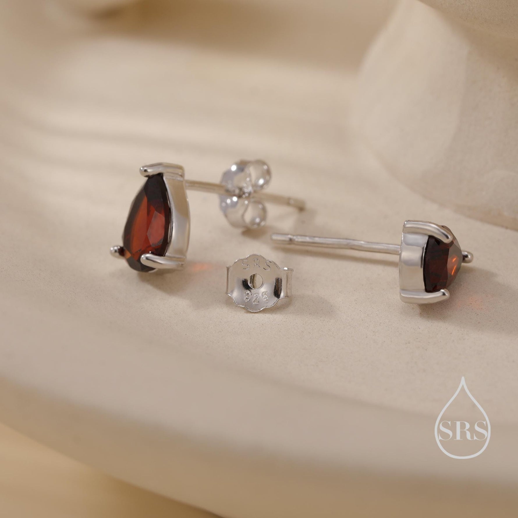 Extra Tiny Genuine Gemstone Droplet Stud Earrings in Sterling Silver, 4x6mm Amethyst Crystal Earrings, Natural Crystal Pear Earrings